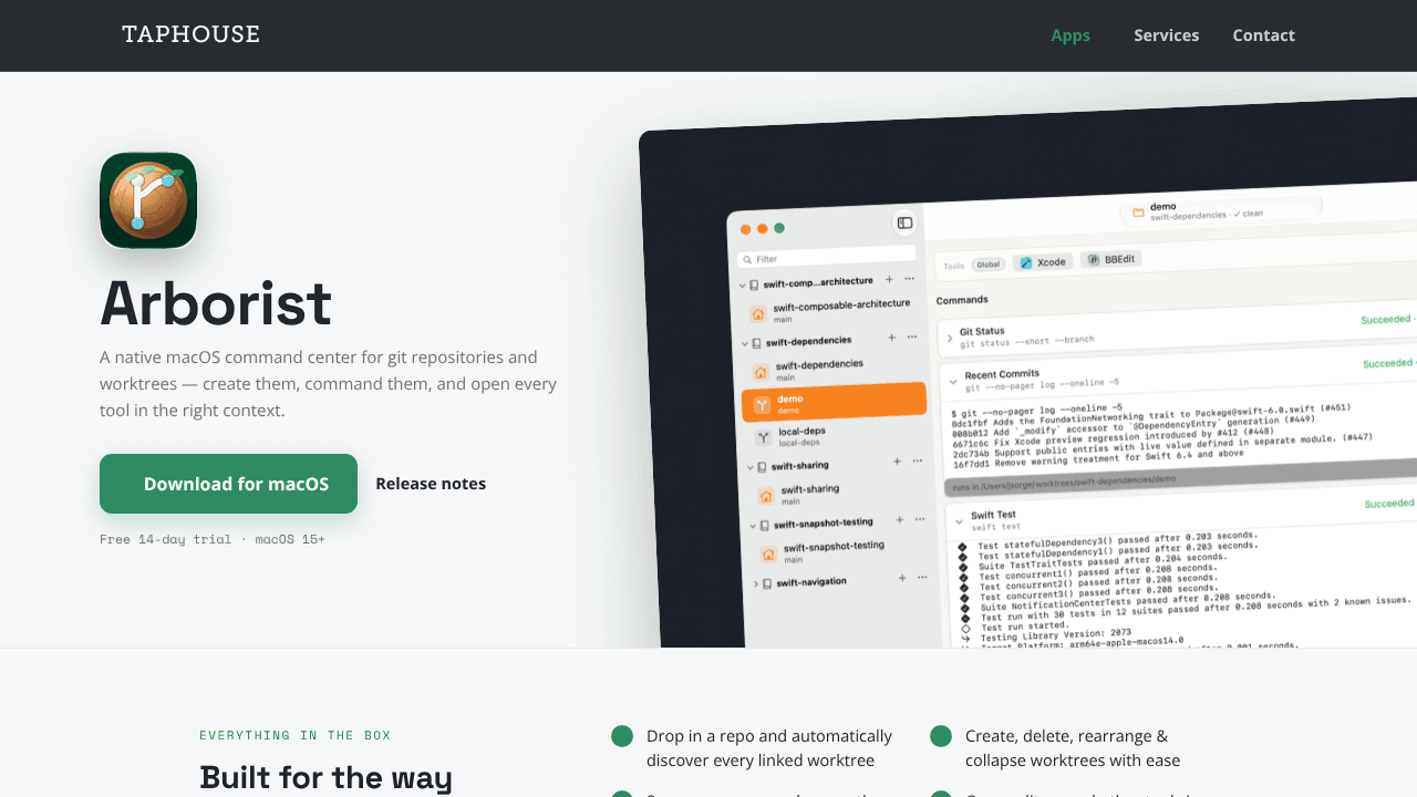 Arborist website screenshot