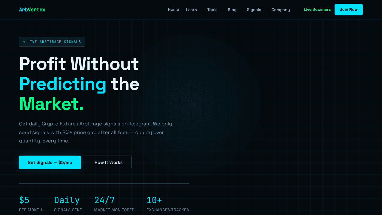 ArbVertex website screenshot