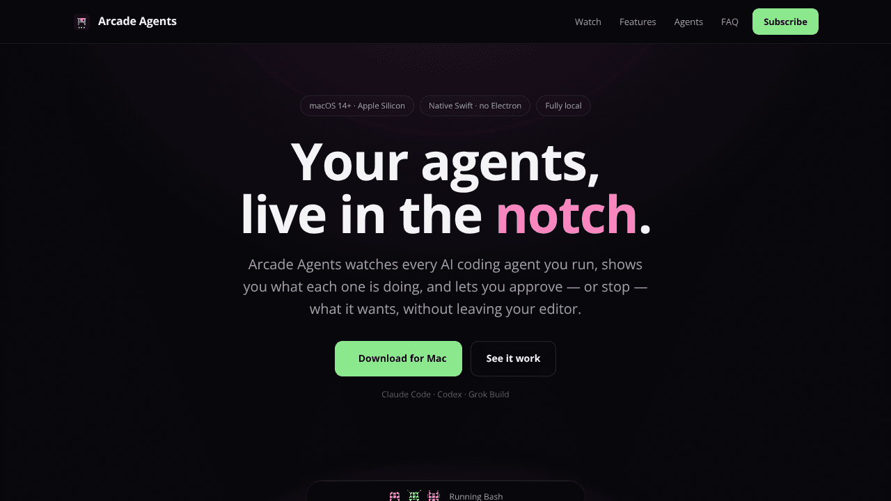 Arcade Agents website screenshot
