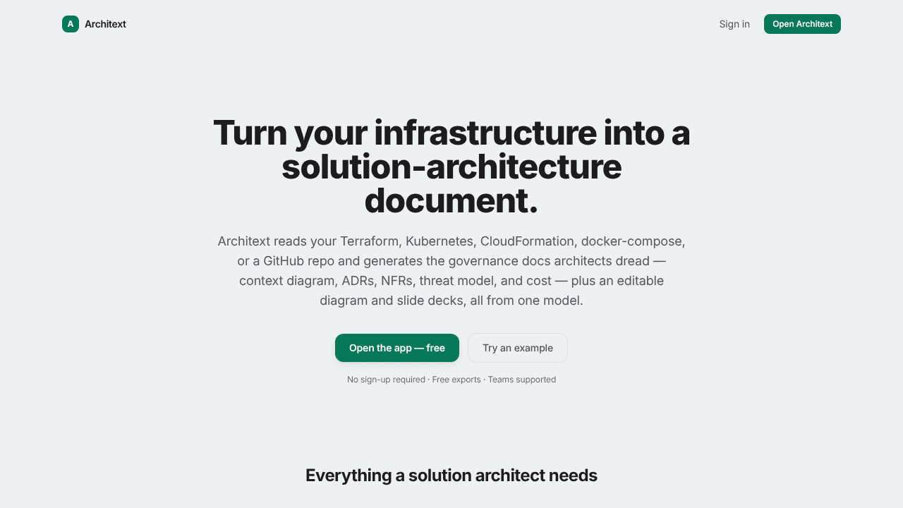Architext website screenshot