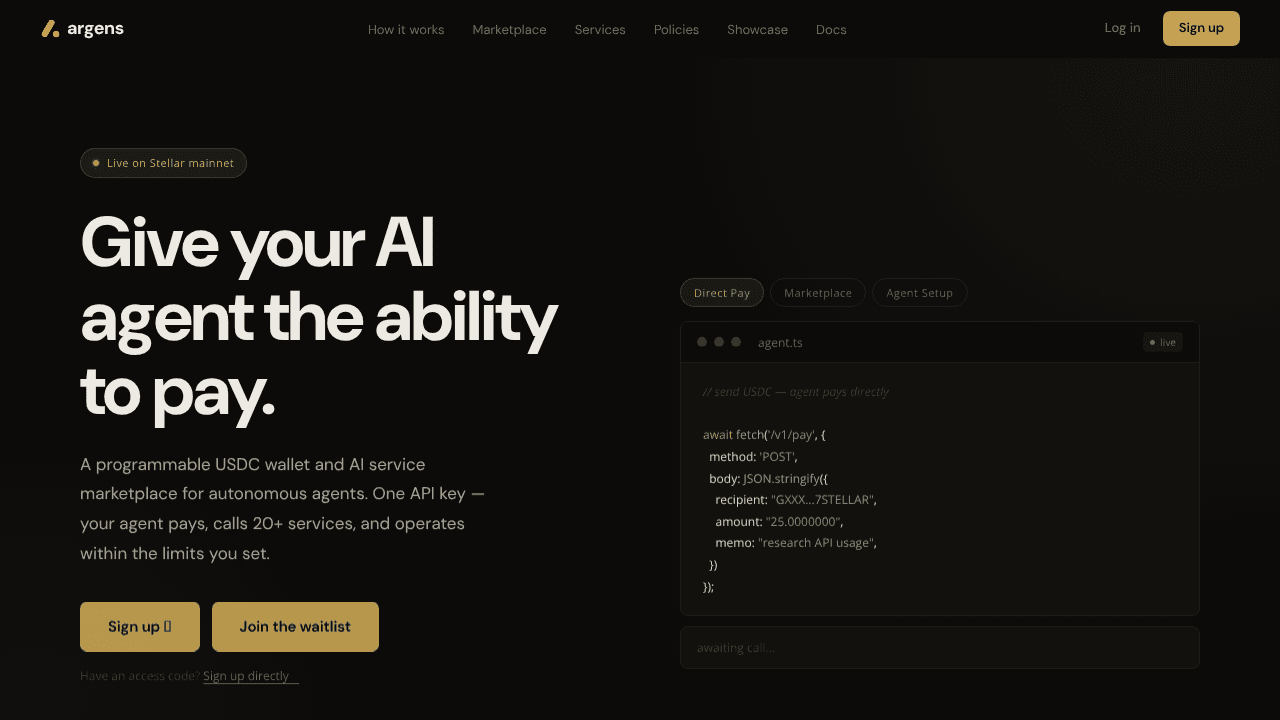 Argens website screenshot