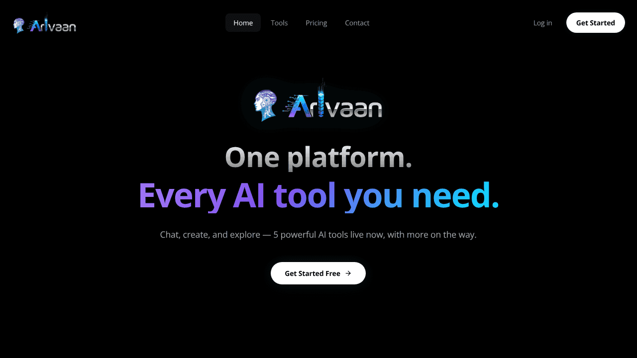 ArivaanAI website screenshot