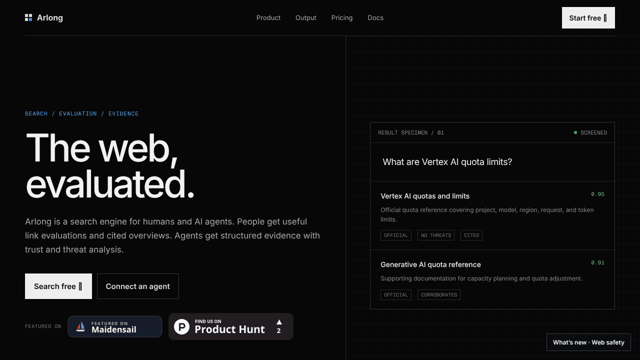 Arlong Search AI  website screenshot