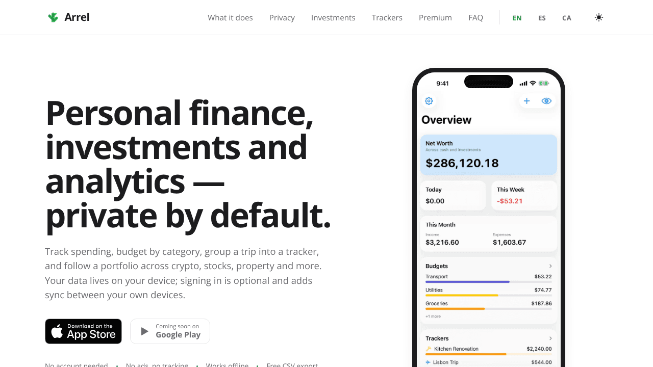 Arrel website screenshot