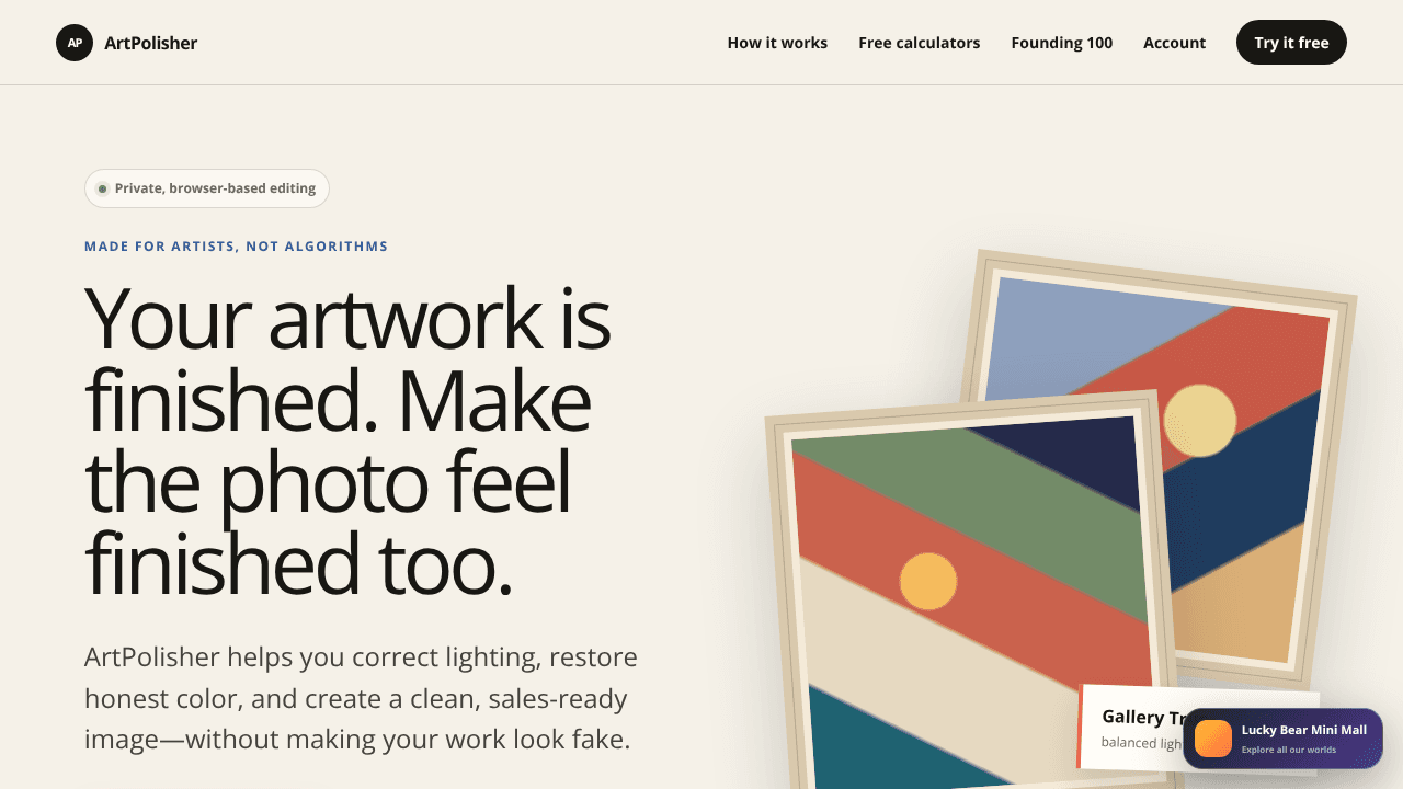 ArtPolisher website screenshot