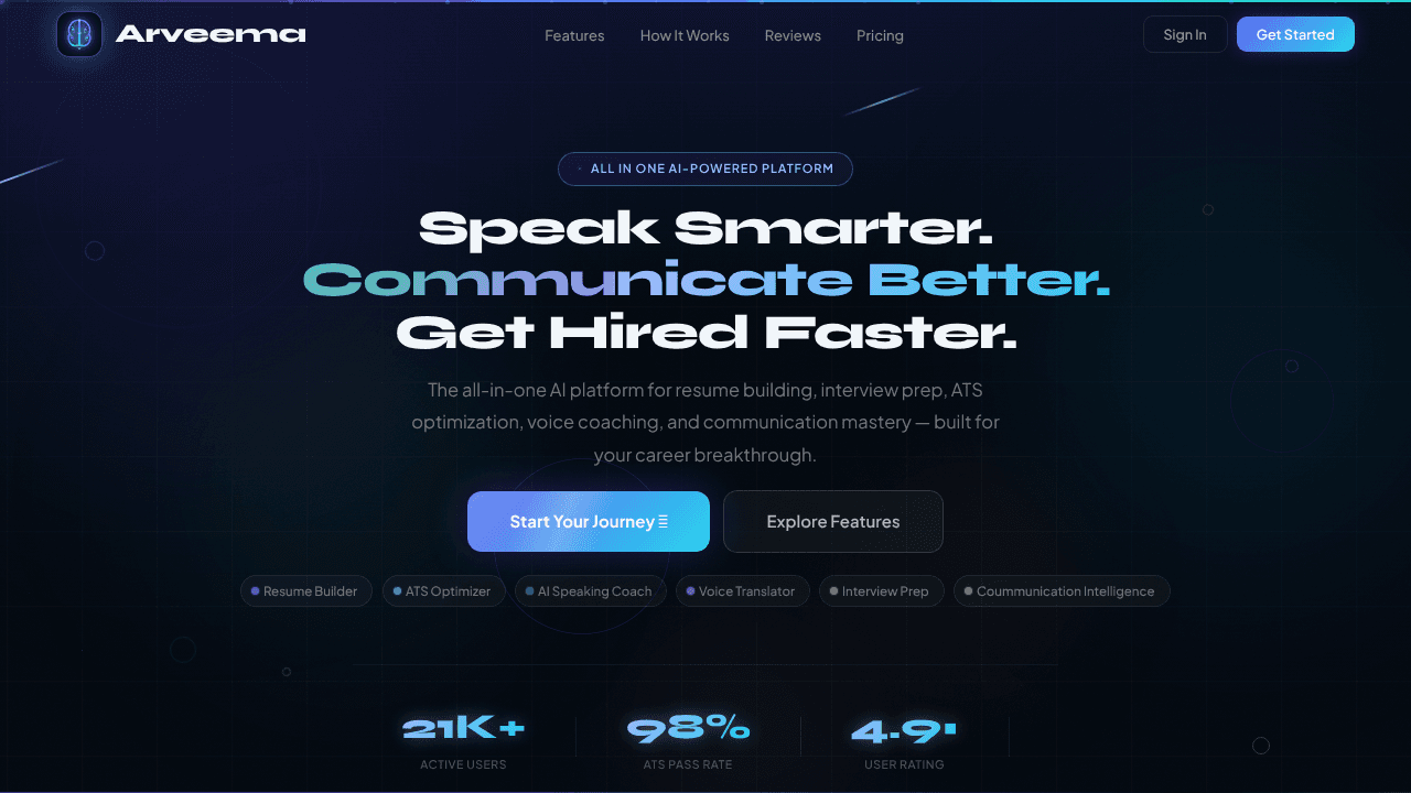 Arveema website screenshot