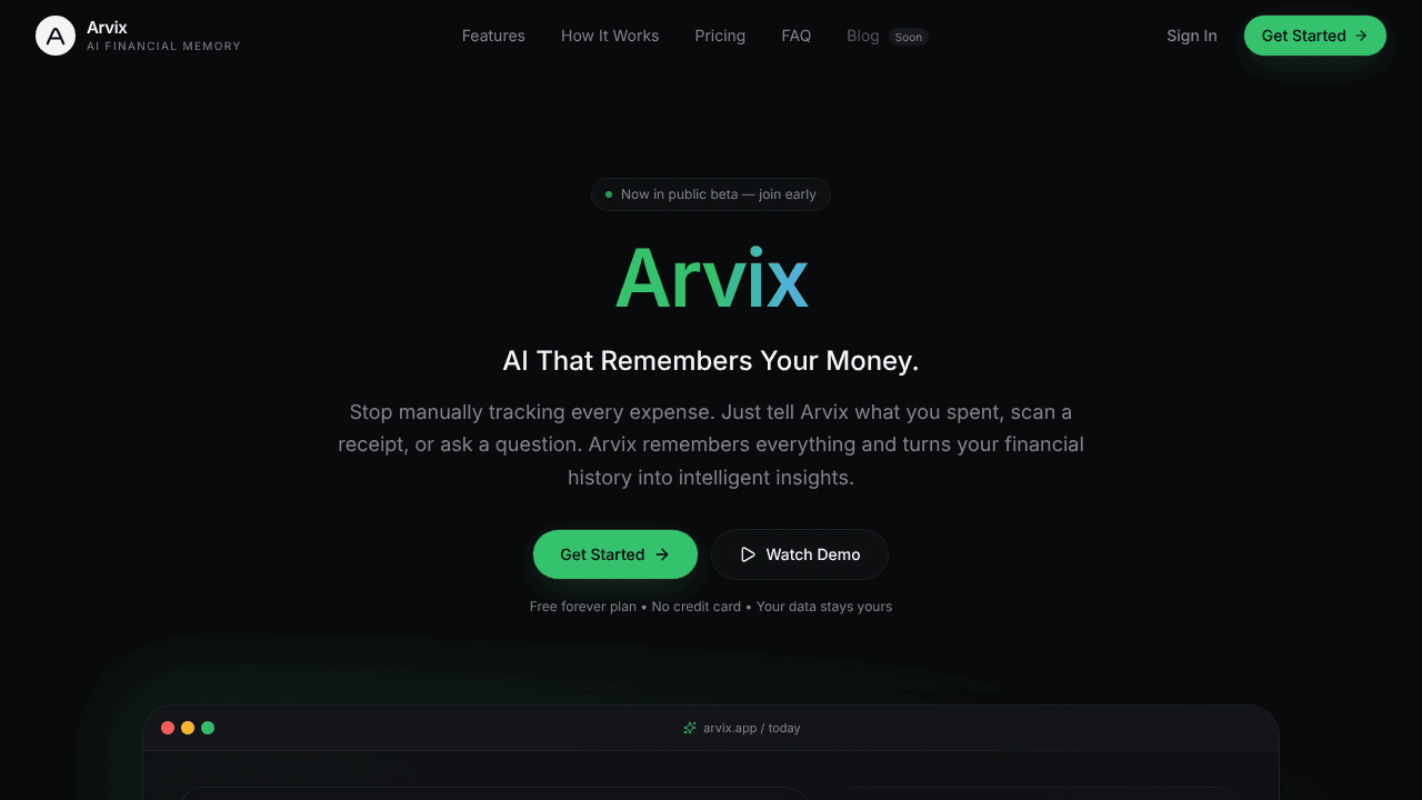 Arvix website screenshot