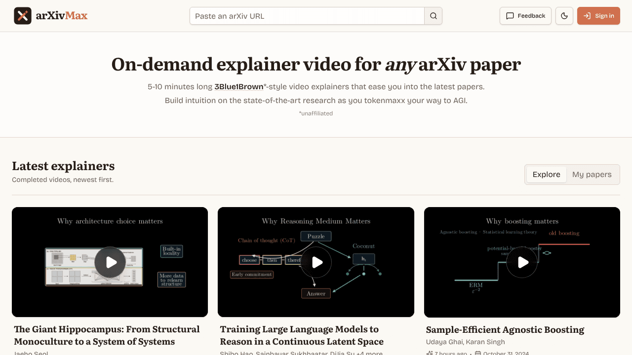 arXivMax website screenshot