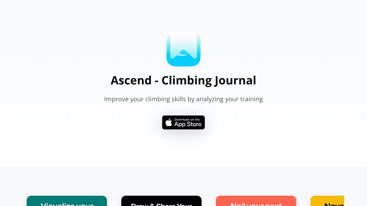 Ascend - Climbing Journal website screenshot