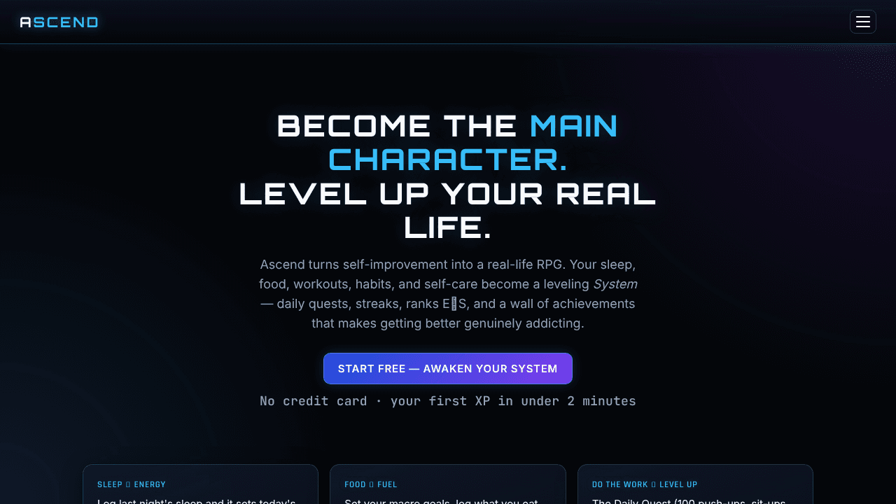 Ascend — Level up your real life website screenshot