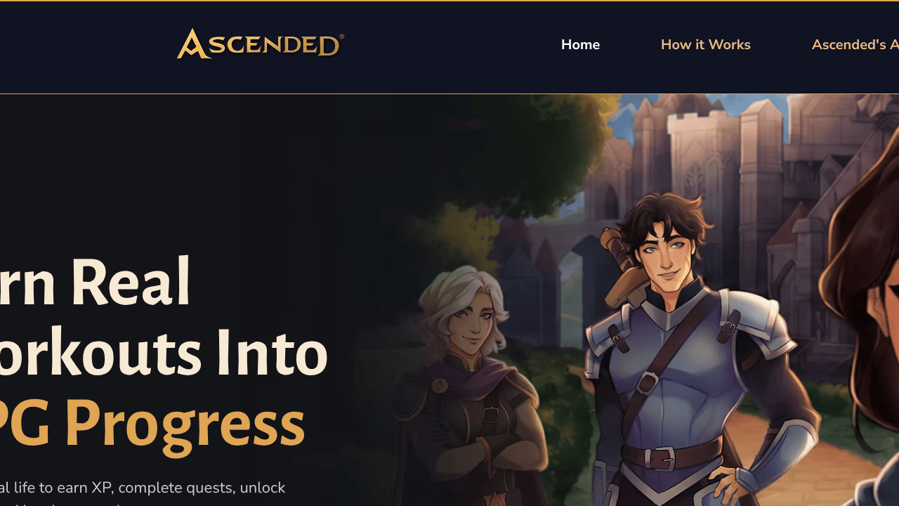 Ascended: Fitness RPG website screenshot