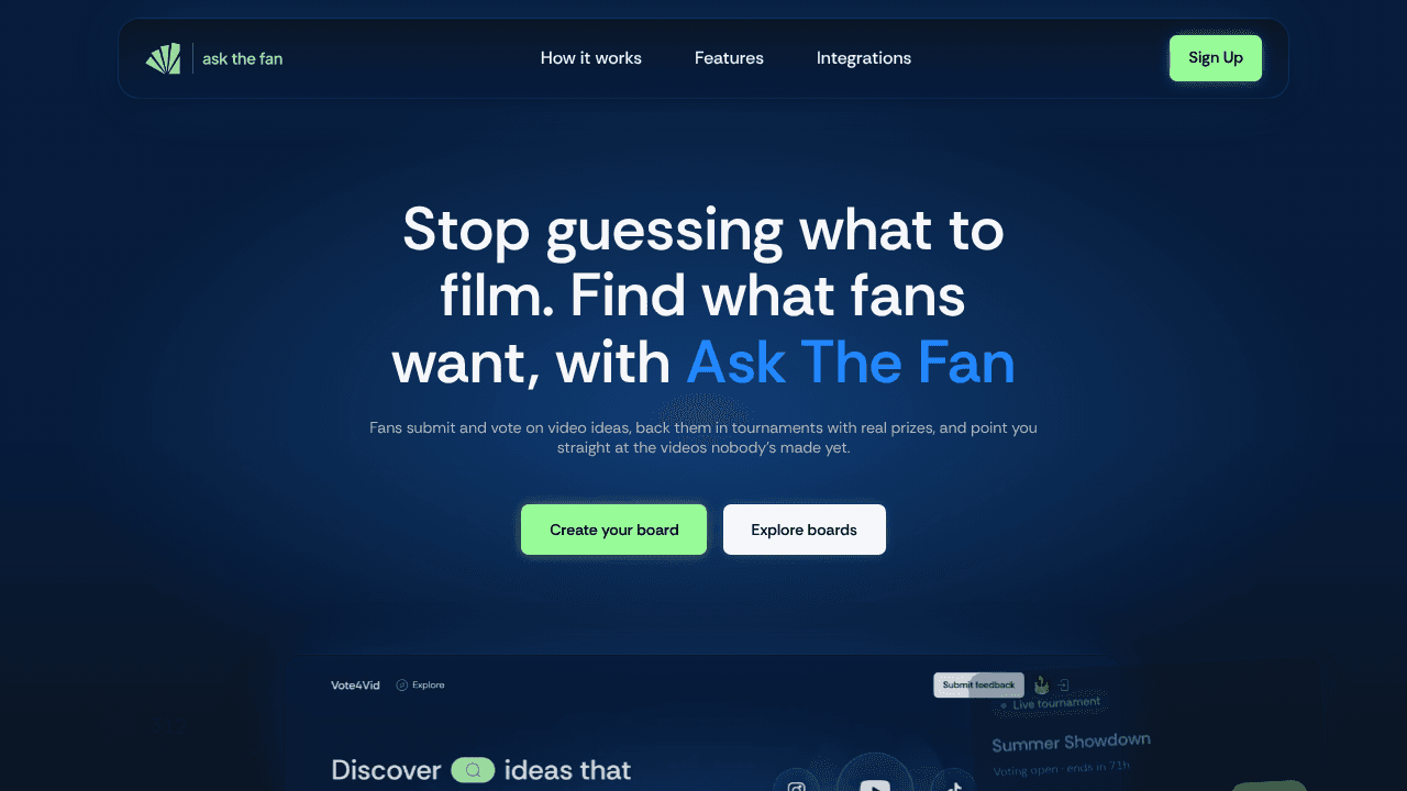 Ask The Fan website screenshot
