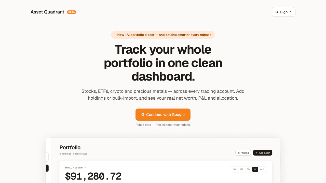 Asset Quadrant website screenshot