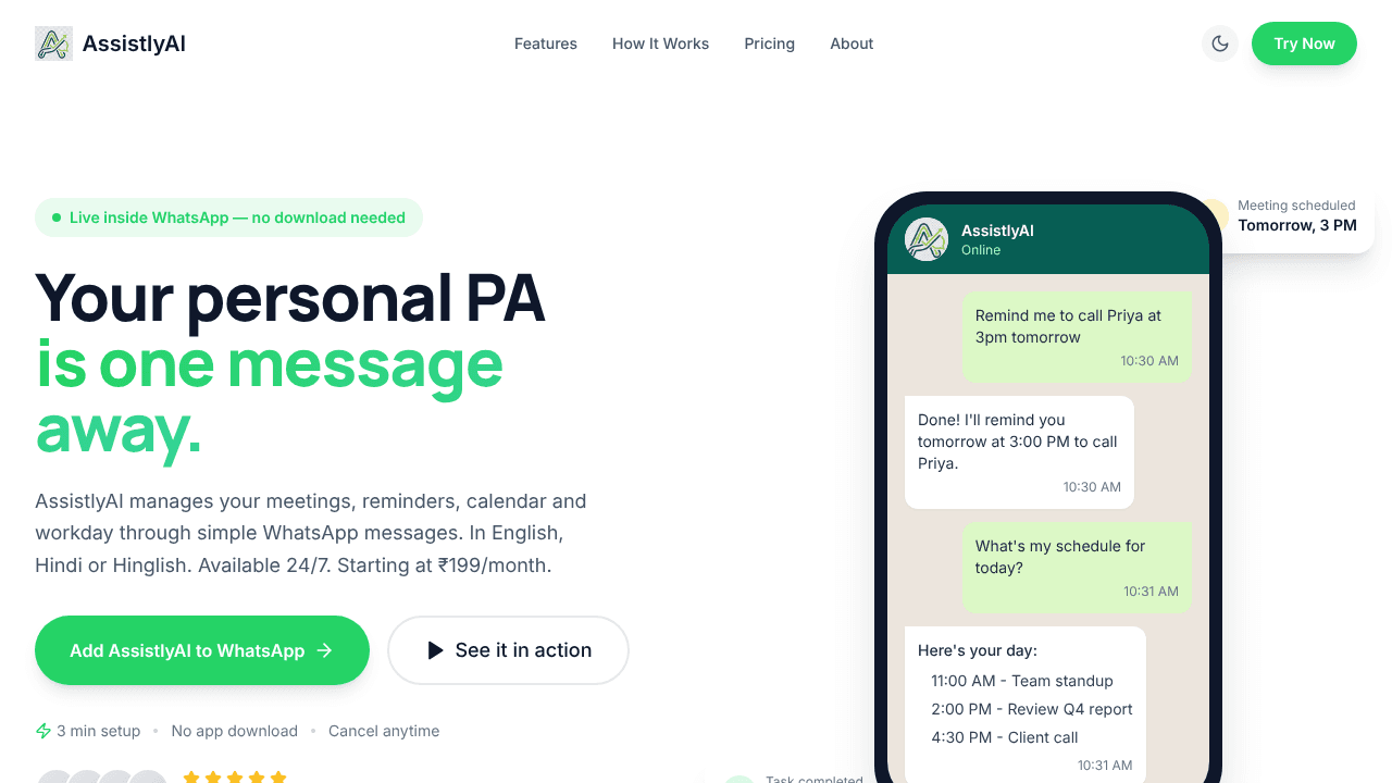 Assistlyai website screenshot
