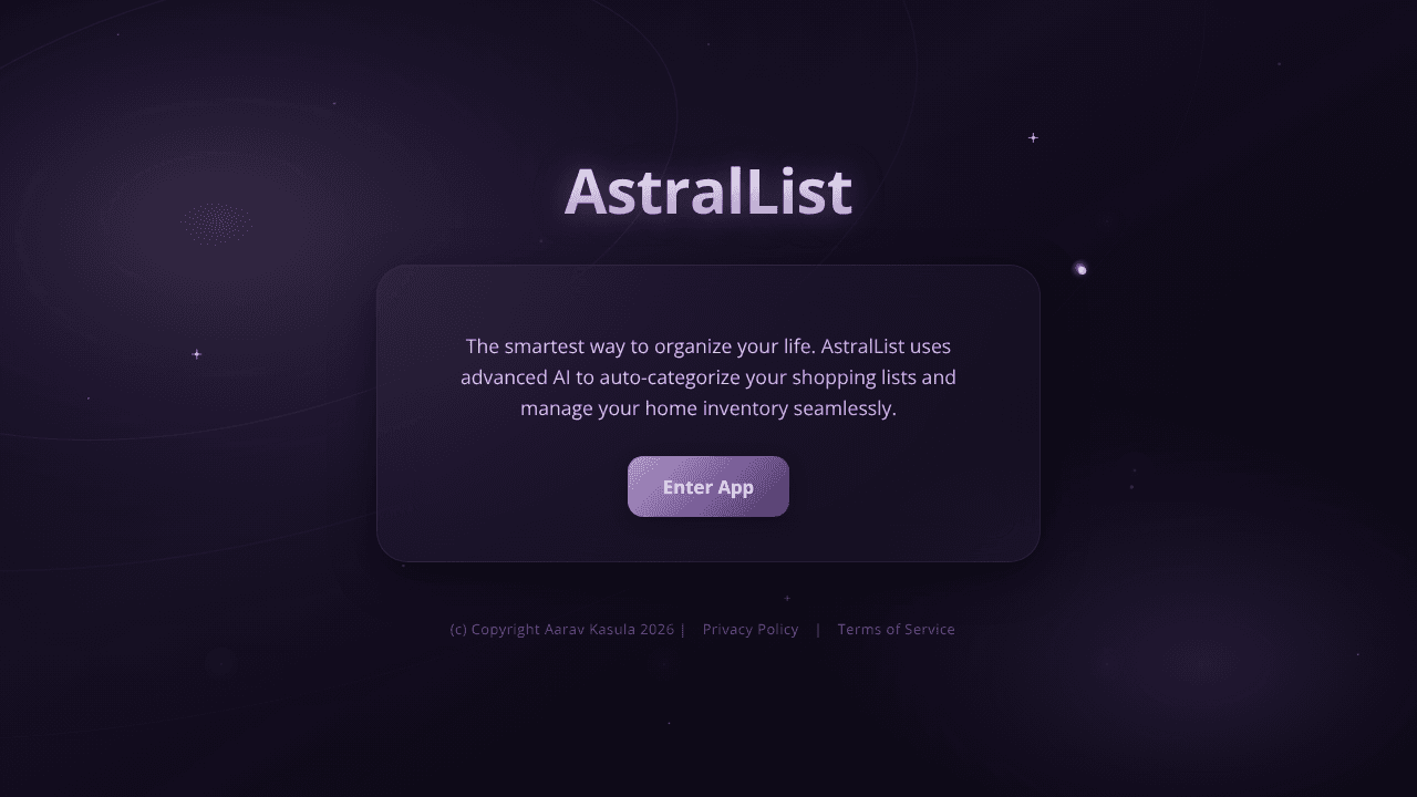 Astrallist website screenshot