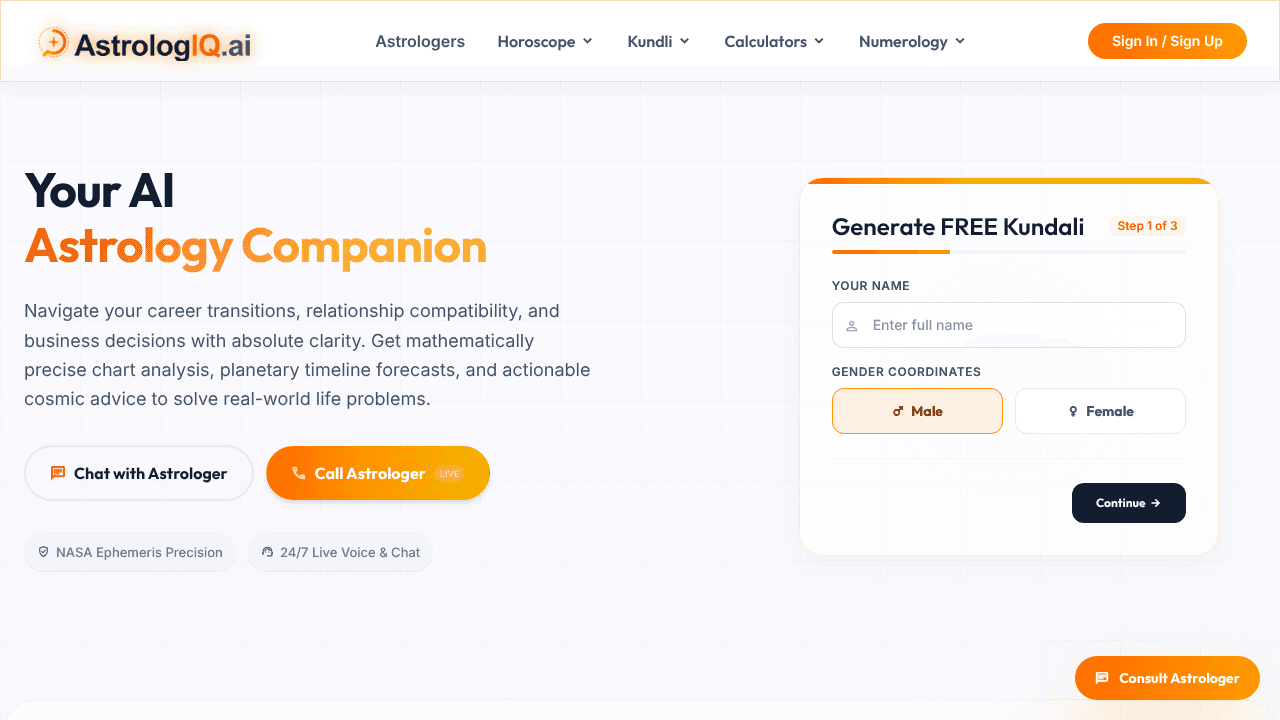 AstrologIQ.ai website screenshot