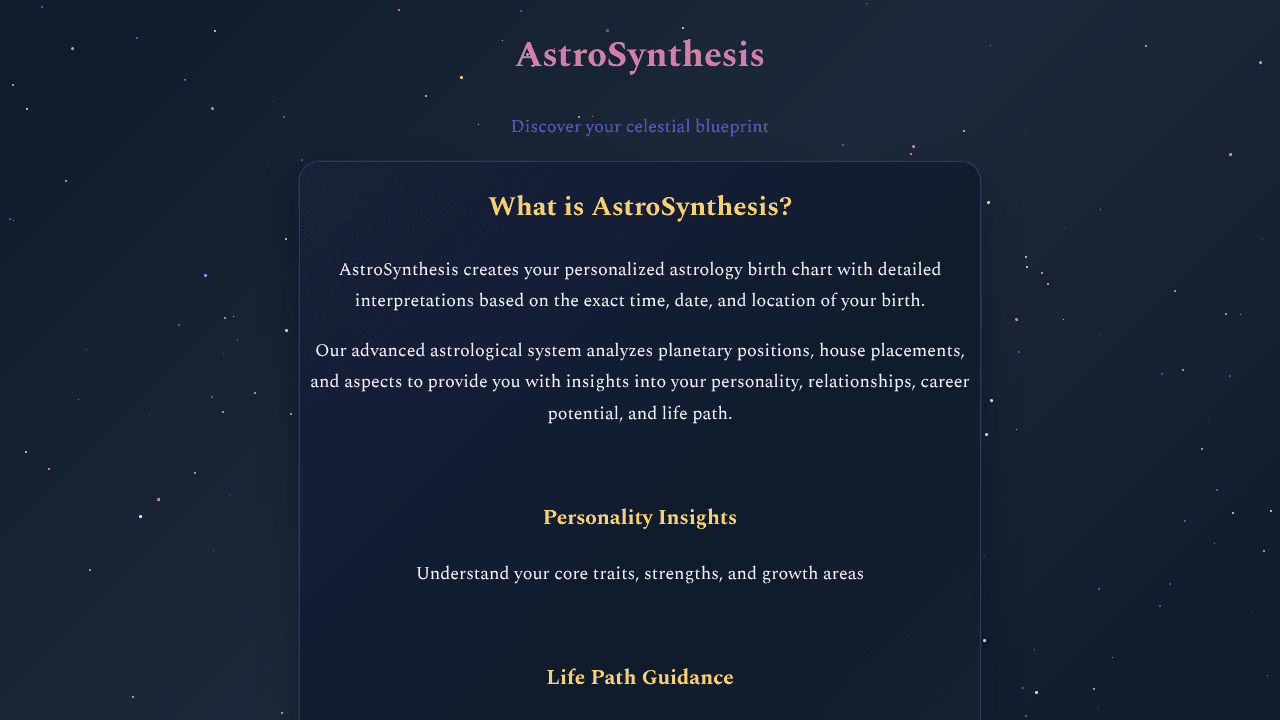 AstroSynthesis website screenshot
