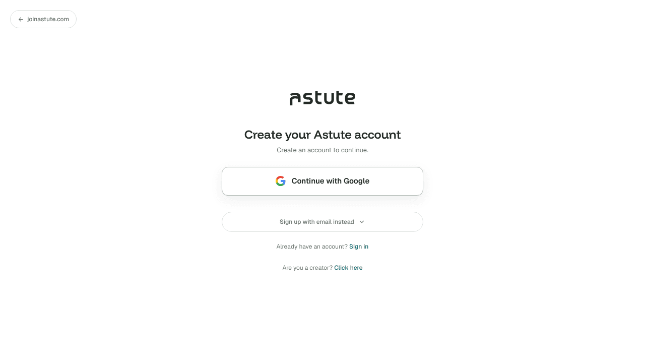 Astute website screenshot