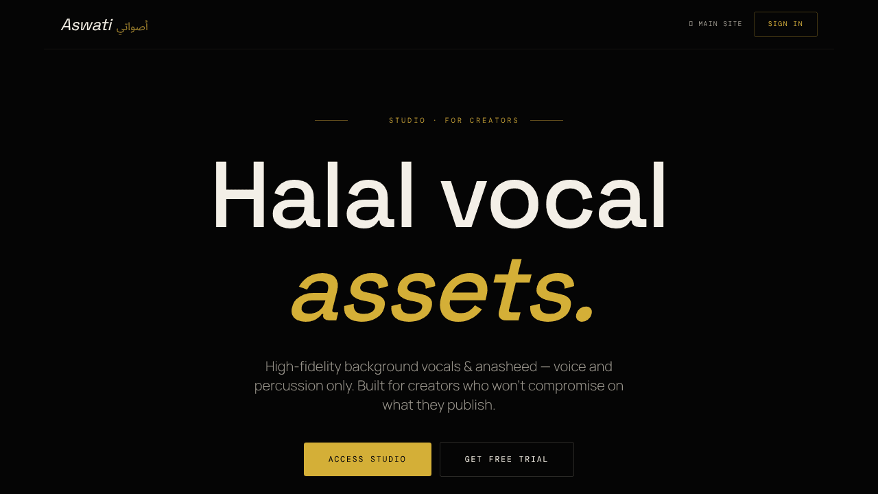 Aswati Studio website screenshot
