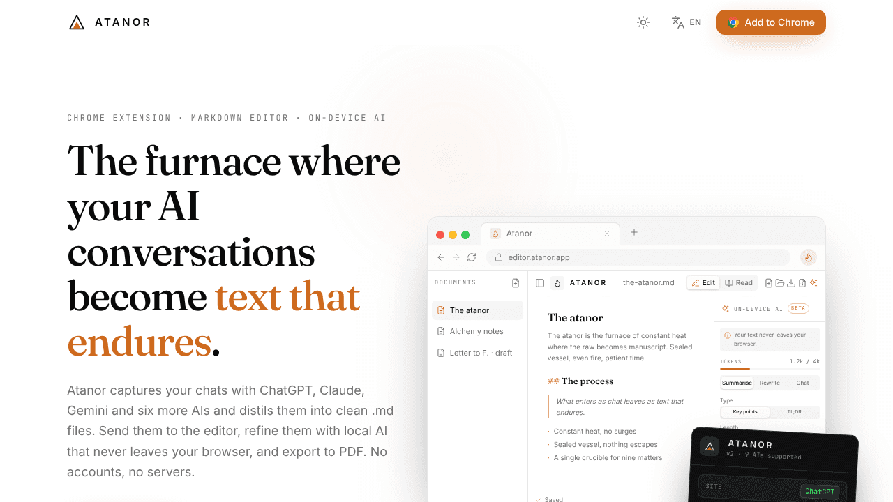 Atanor website screenshot