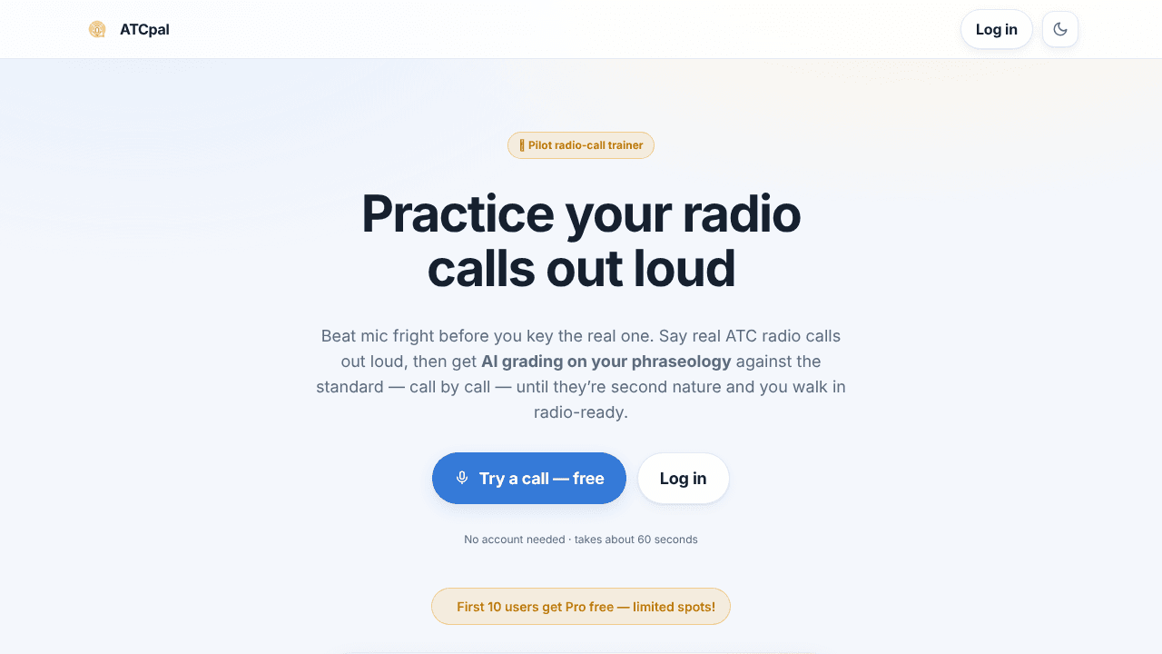 ATCpal website screenshot