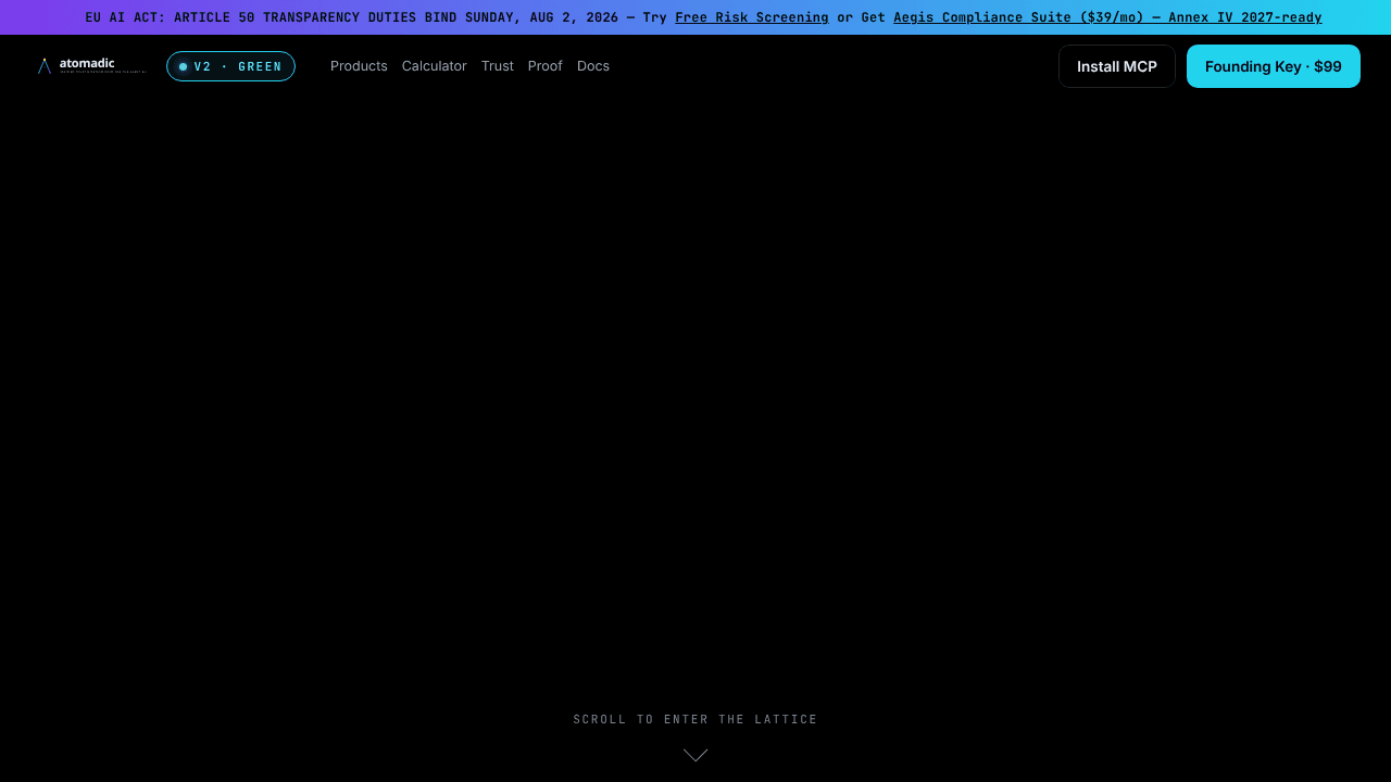 Atomadic MCP website screenshot