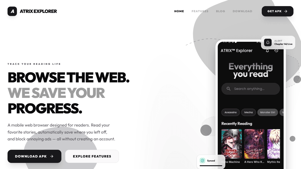 Atrix Explorer website screenshot