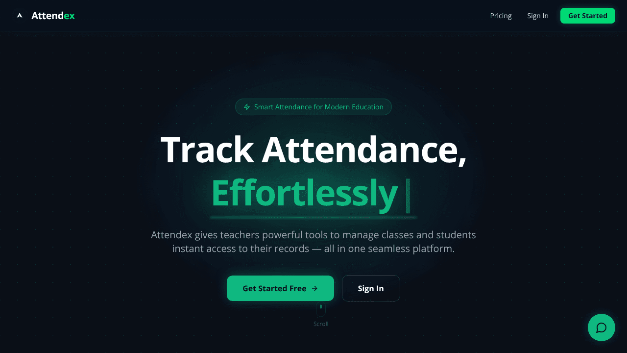 Attendex website screenshot