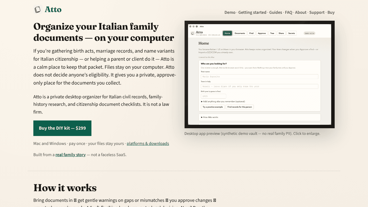 Atto website screenshot