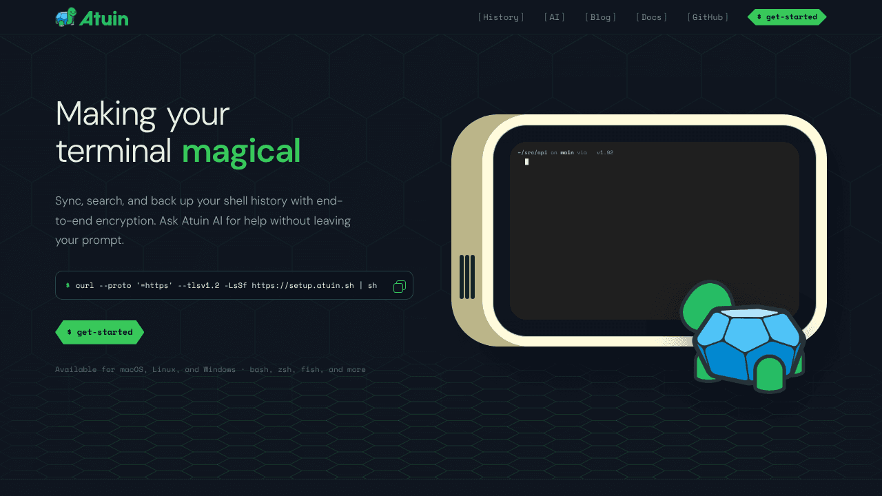 Atuin website screenshot