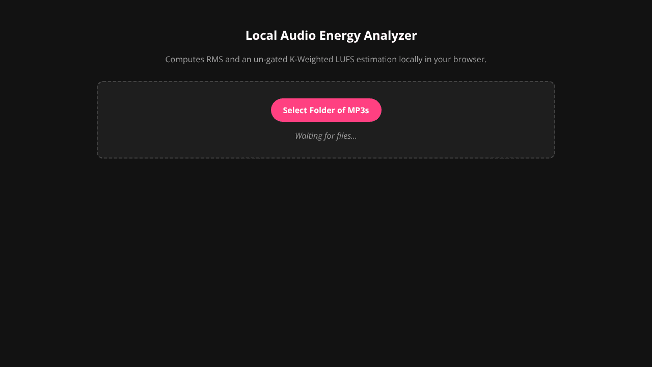 Audio Energy Analyzer (RMS & LUFS) website screenshot