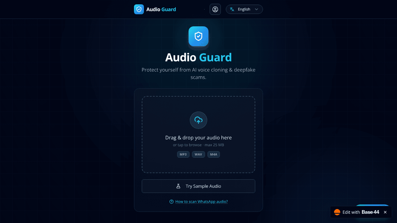 Audio Guard website screenshot
