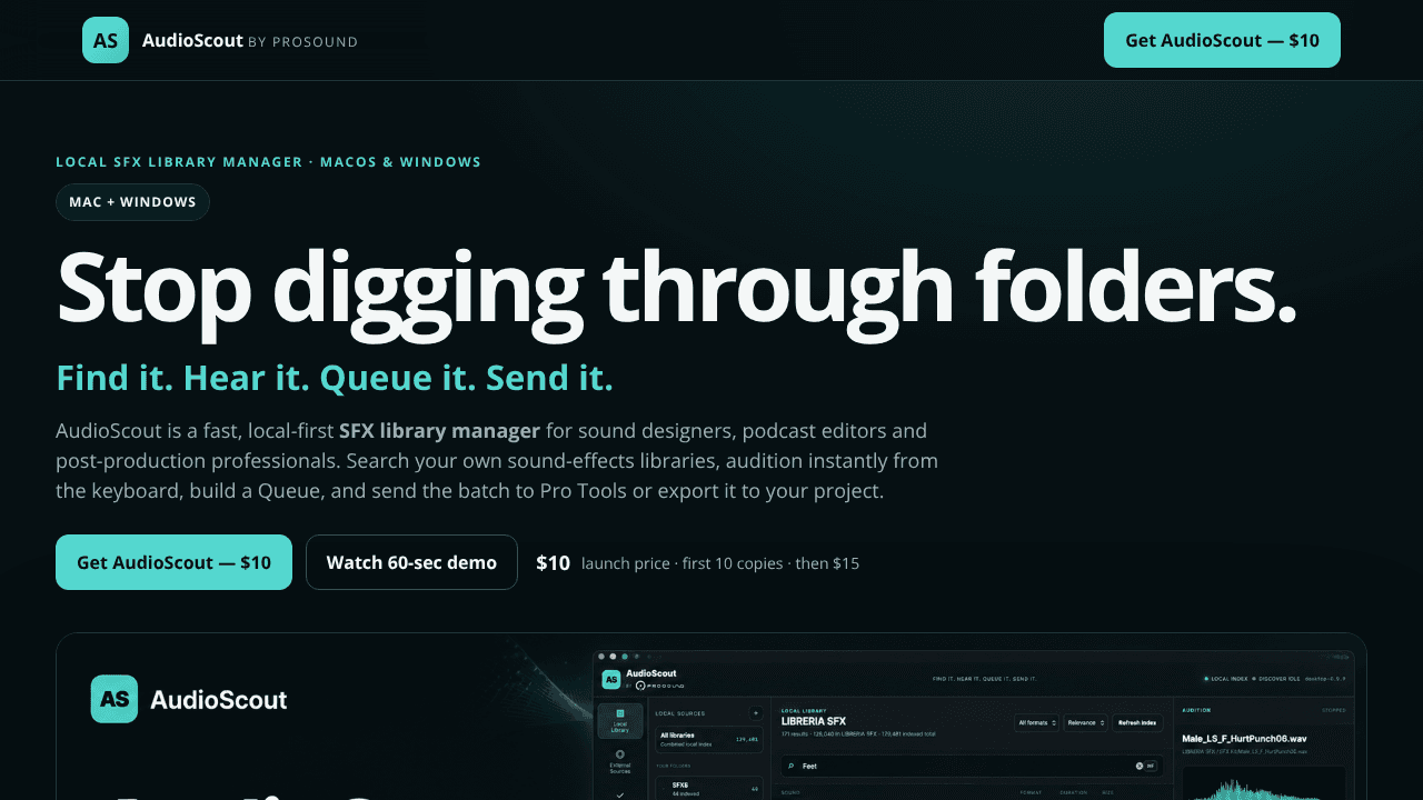 AudioScout by ProSound website screenshot