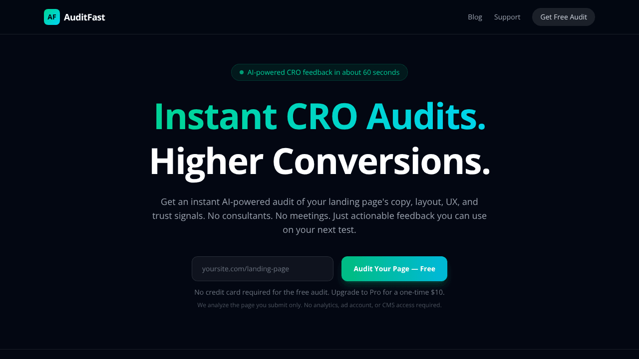 AuditFast website screenshot