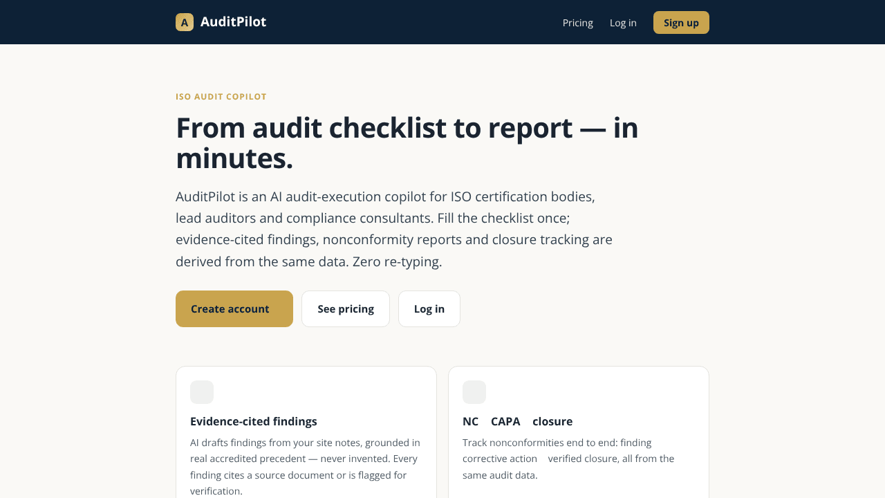 AuditPilot website screenshot