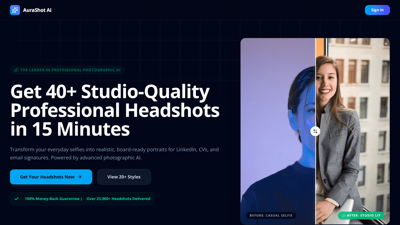 AuraShot-ai Launch website screenshot