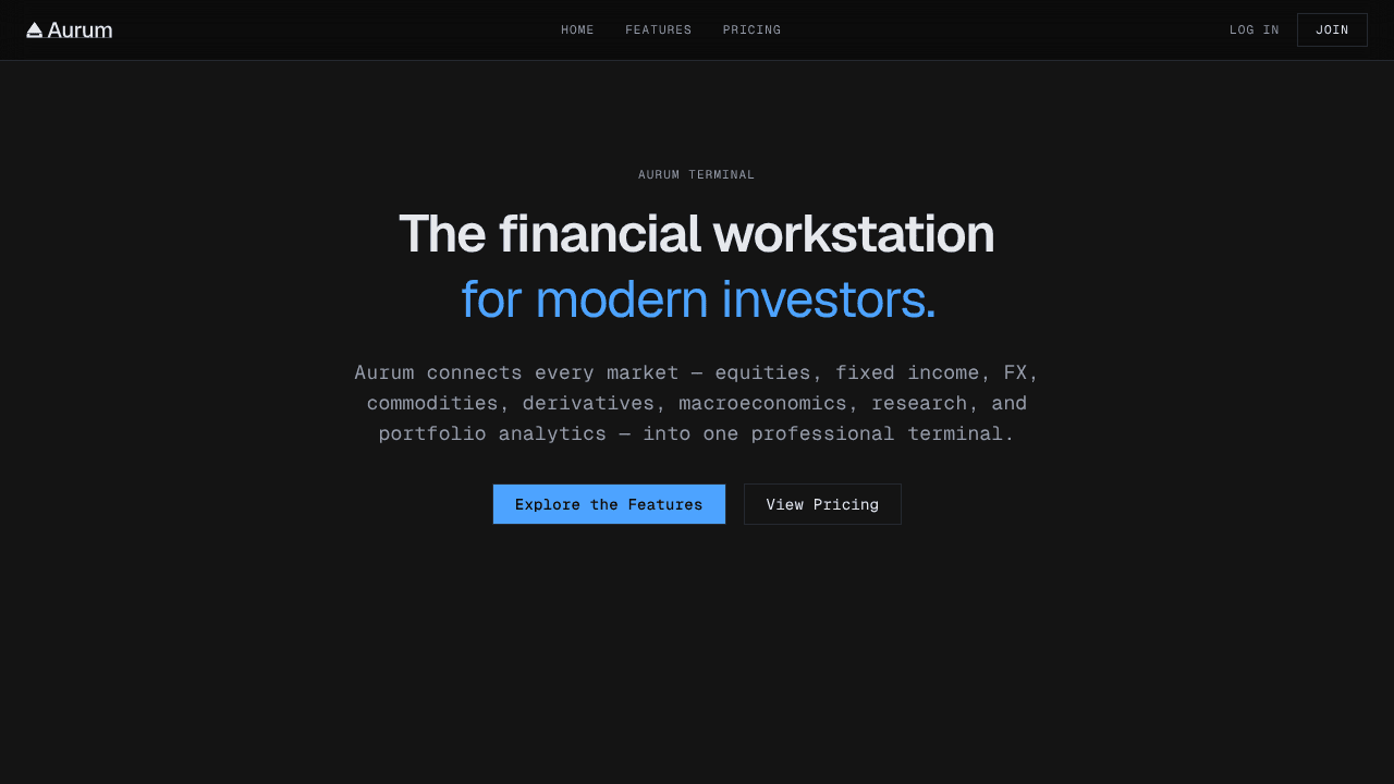 Aurum Terminal website screenshot
