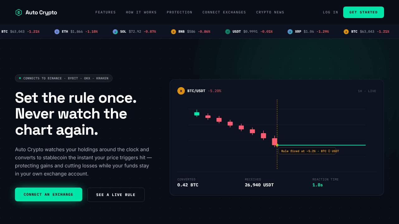 Auto-Crypto website screenshot