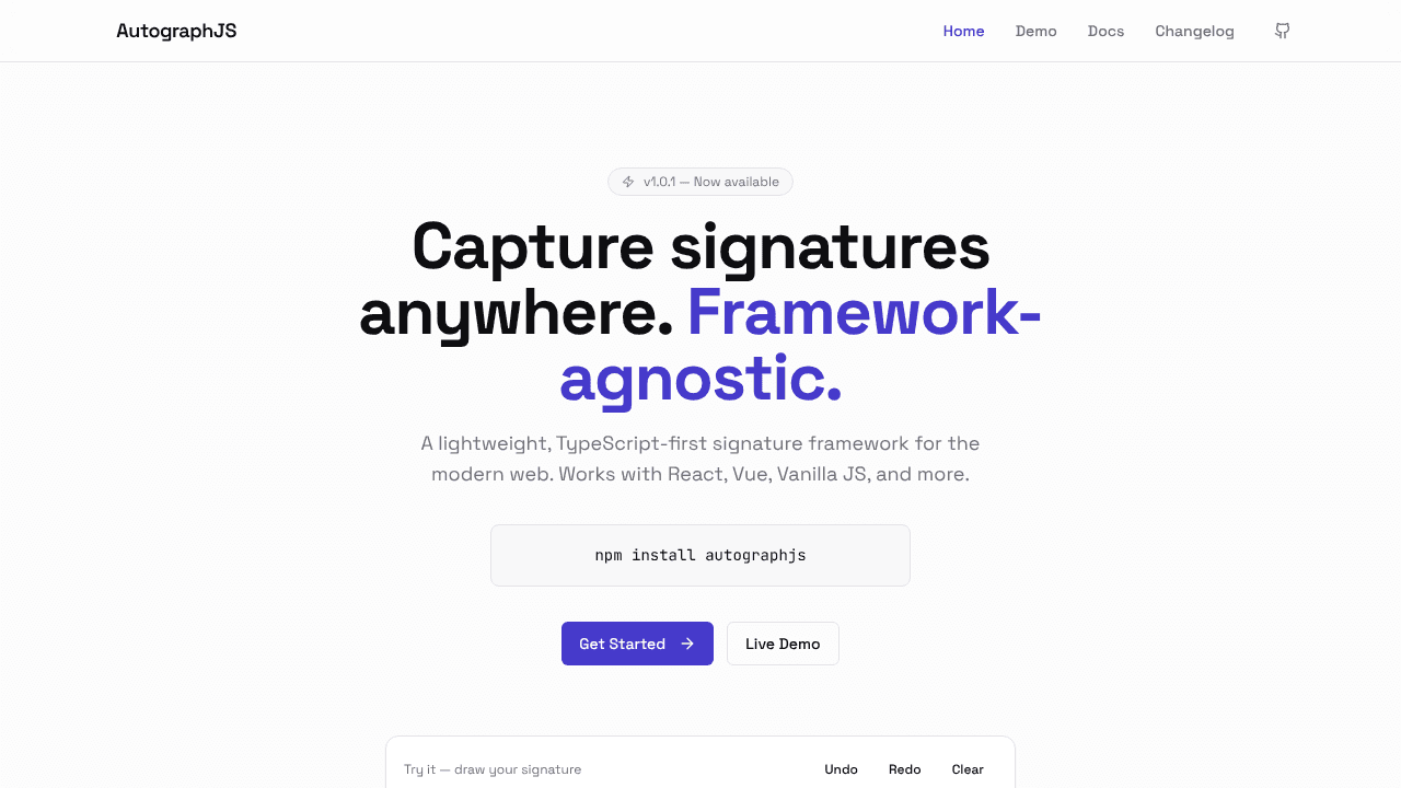 AutographJS website screenshot