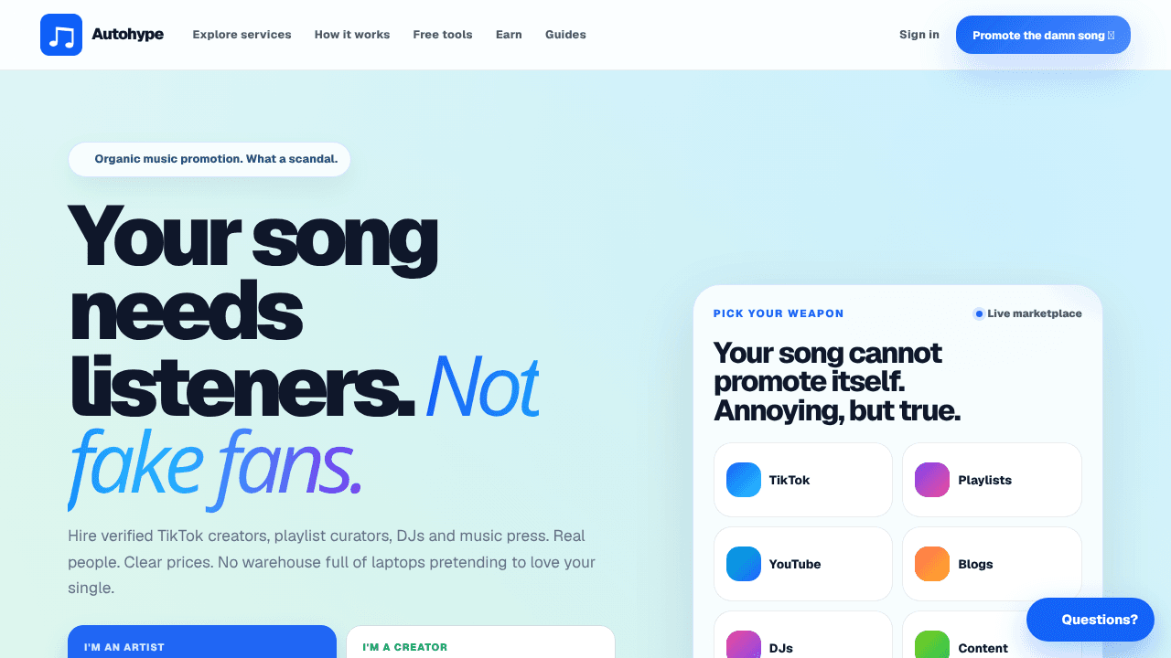 Autohype website screenshot
