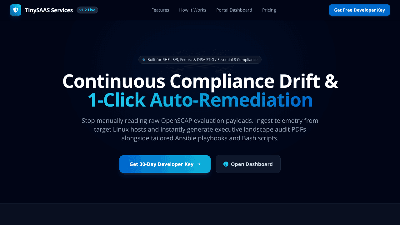 Automated SCAP Scan Compliance Engine website screenshot