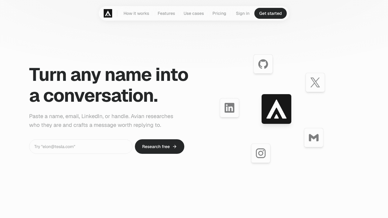 Avian website screenshot