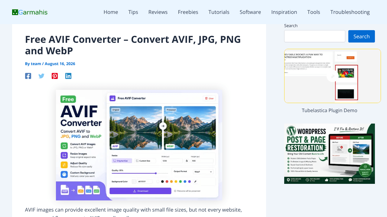 AVIF Converter website screenshot