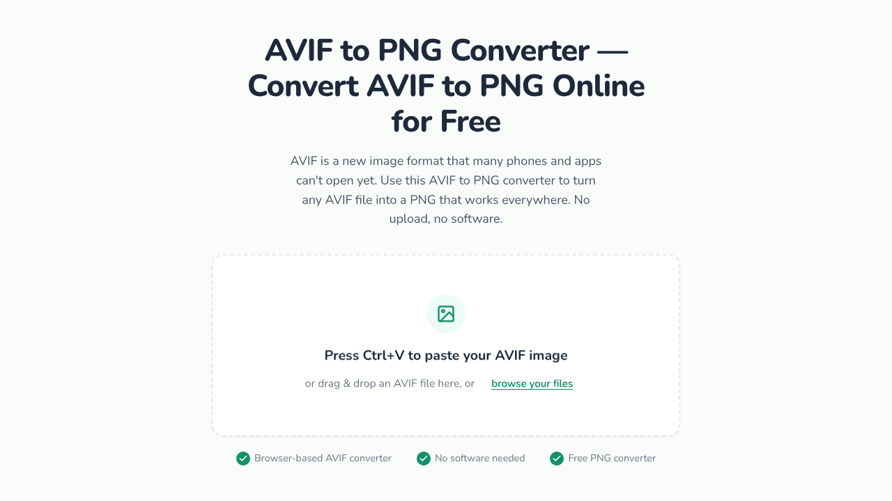 AVIF to PNG Converter website screenshot