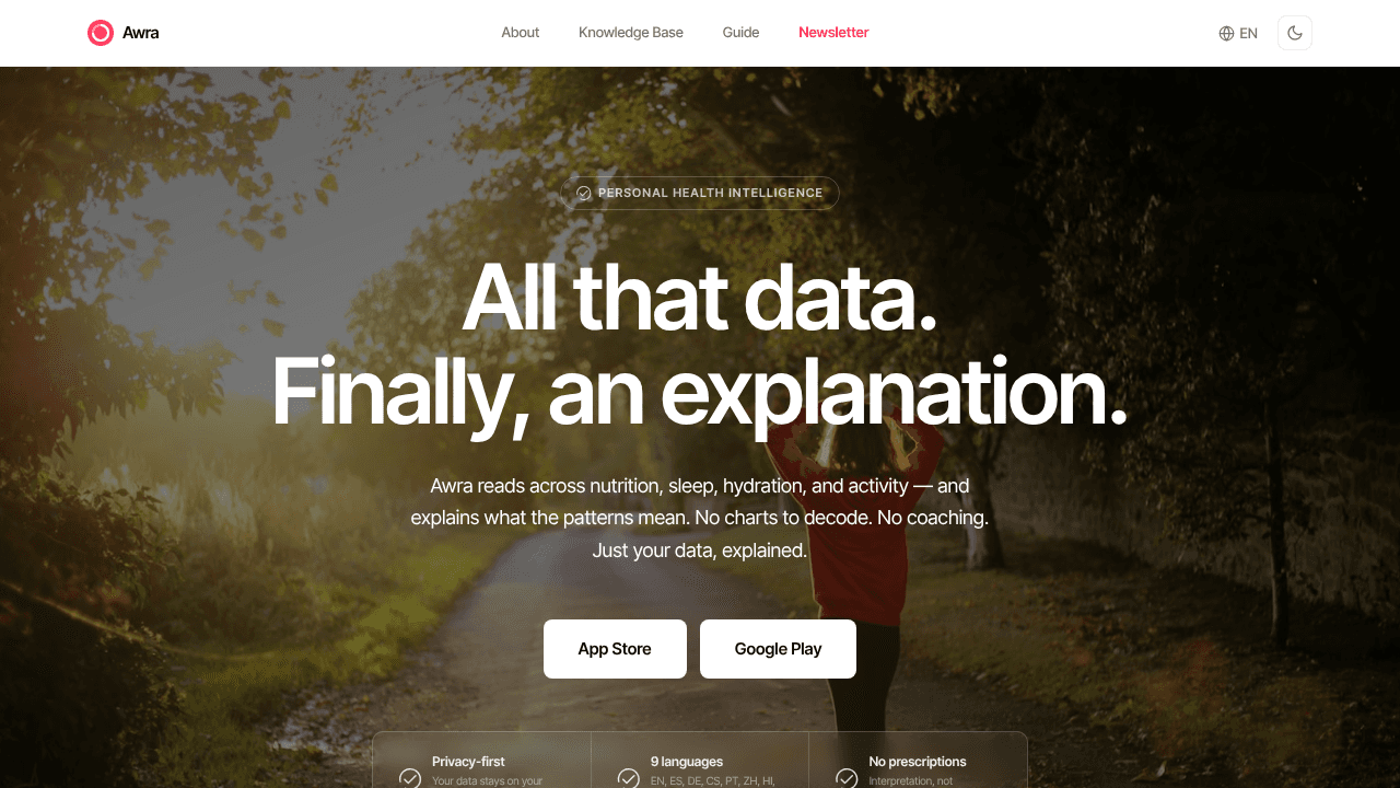 Awra website screenshot