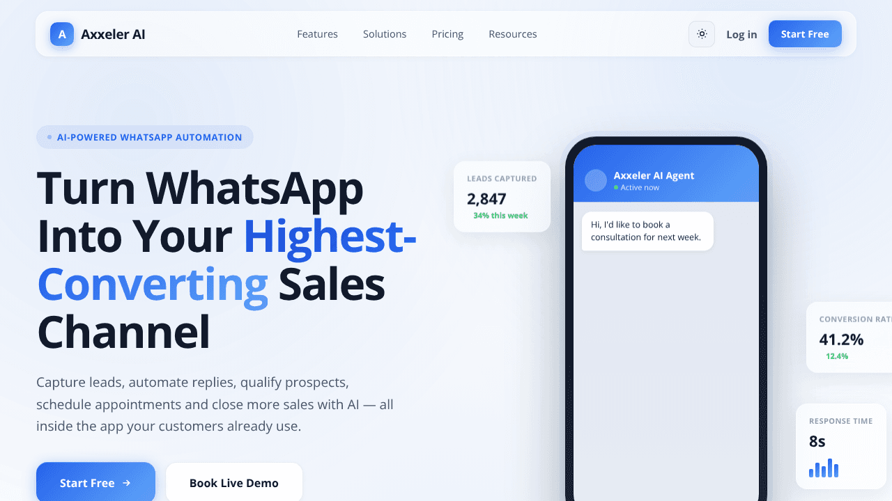 AxChat  website screenshot