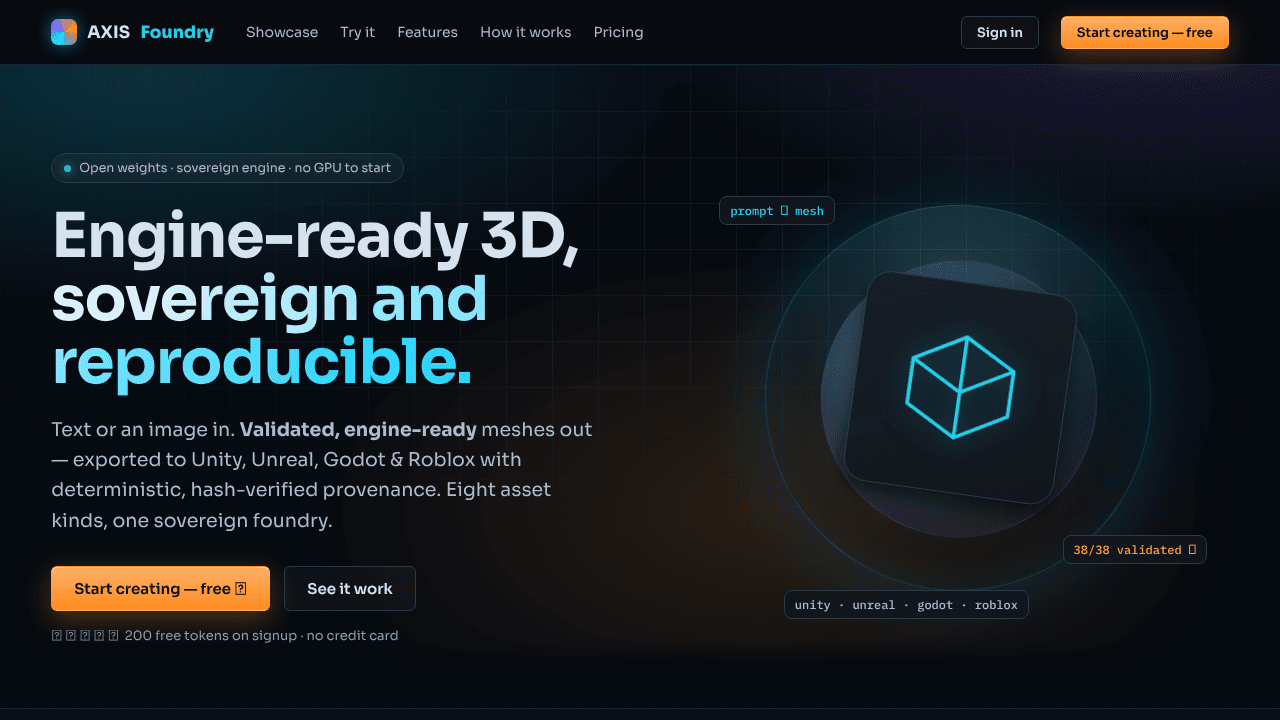 AXIS 3D Foundry — Studio Redirect website screenshot
