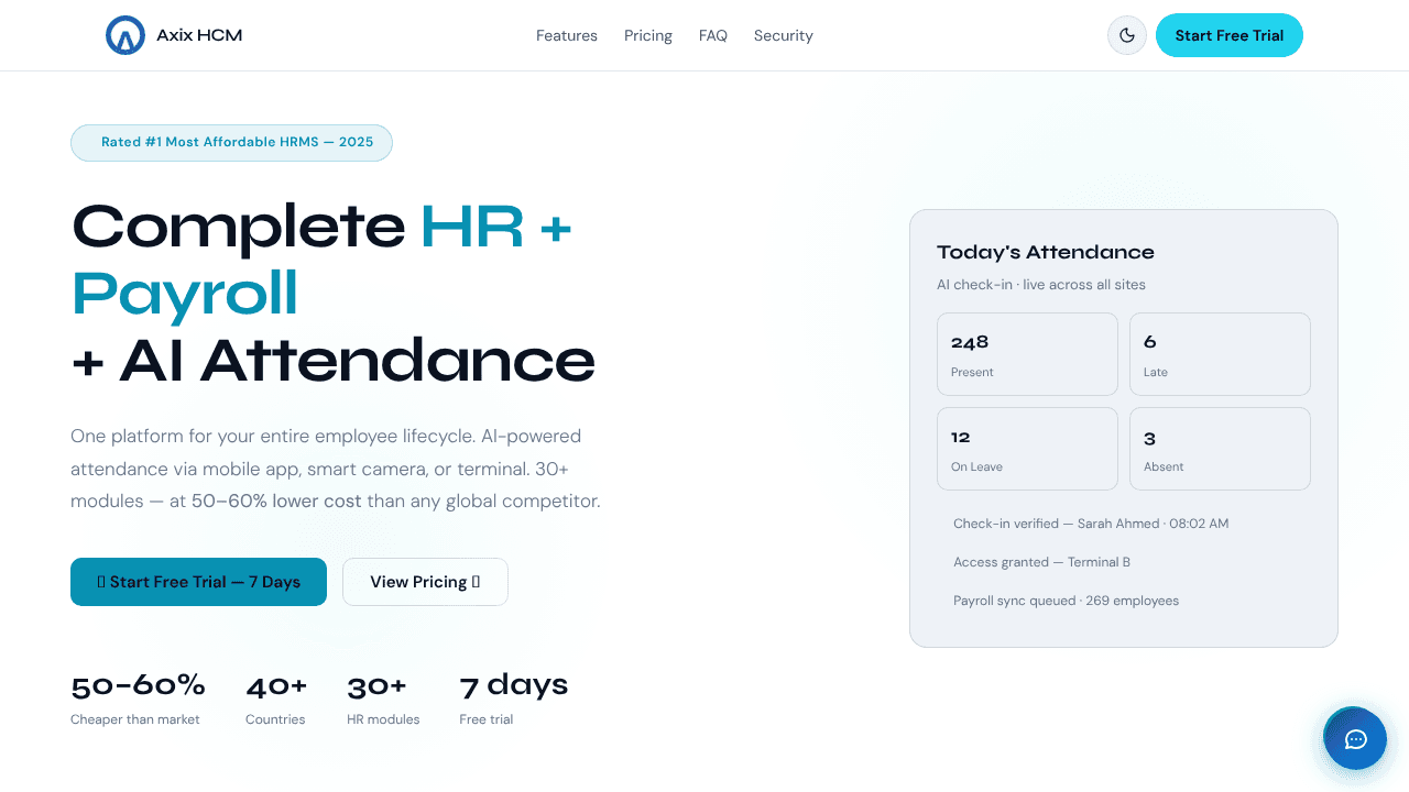 Axix HCM website screenshot