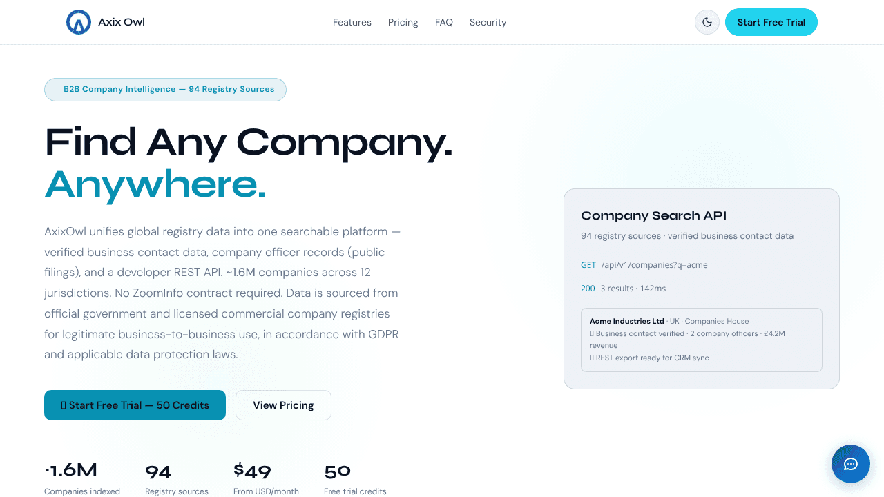Axix Owl website screenshot