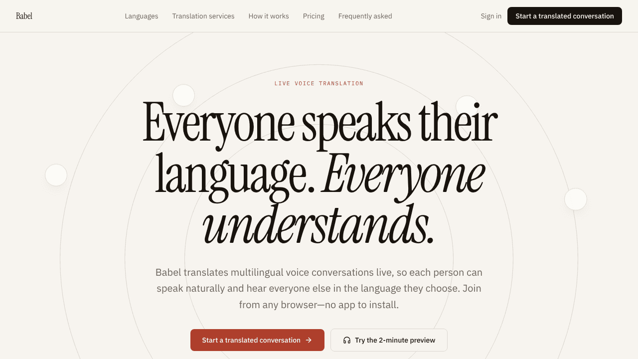 Babel website screenshot